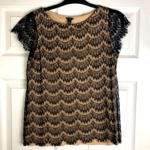 Black and Tan Lacy top  |Ann Taylor Small
